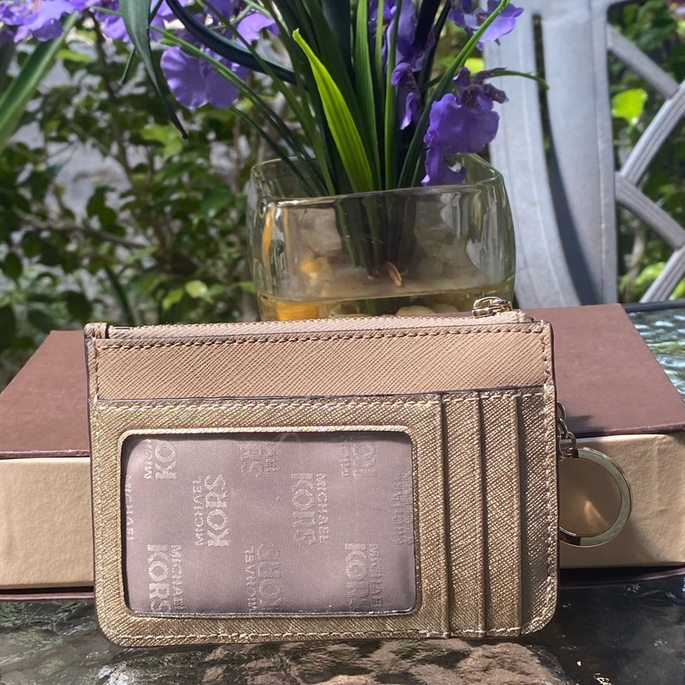 Michael Kors Gold & Tan KeyPouch Cardholder Wallet - Picture 14 of 16